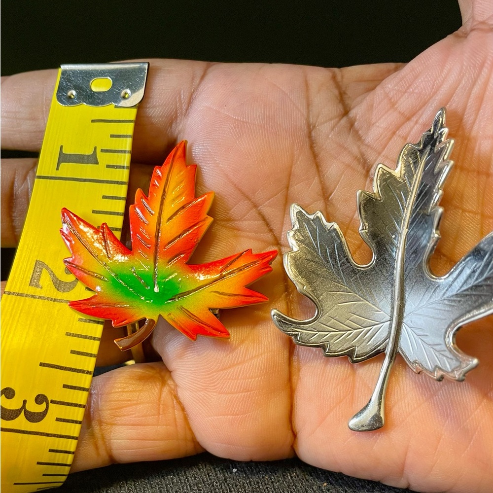 Leaf Brooch Pin Set. One Is Colorful Enamel. The … - image 7